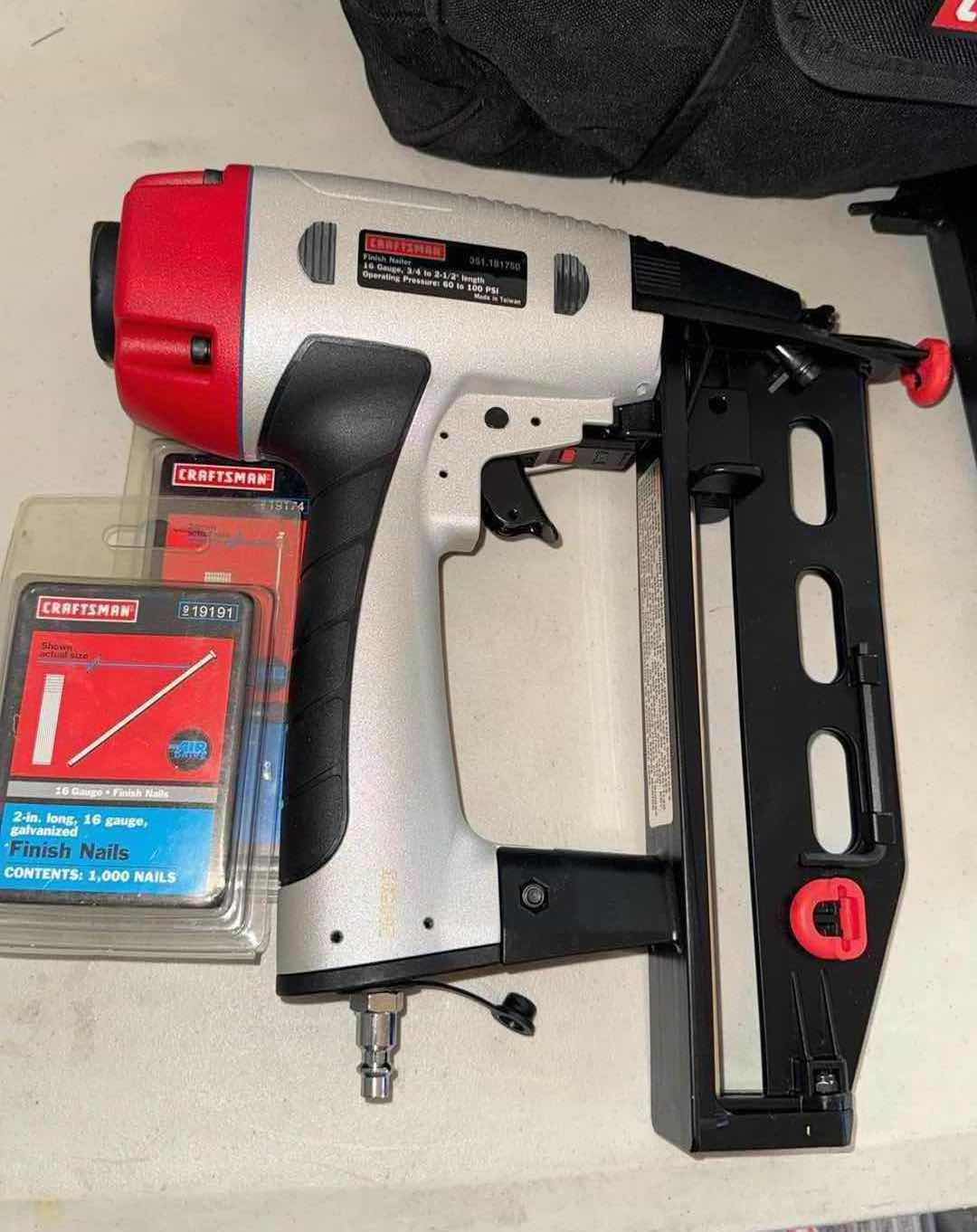 Photo 1 of CRAFTSMAN CARPENTRY AIR DRIVE TOOLS. FINISHING NAILERS WITH STORAGE CASE.
