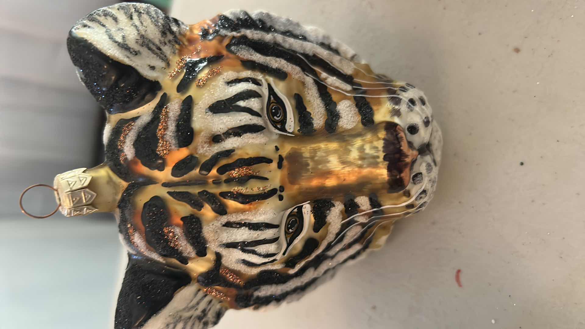 Photo 1 of 4-MOUTH BLOWN & HAND PAINTED GLASS ANIMAL HEAD ORNAMENTS