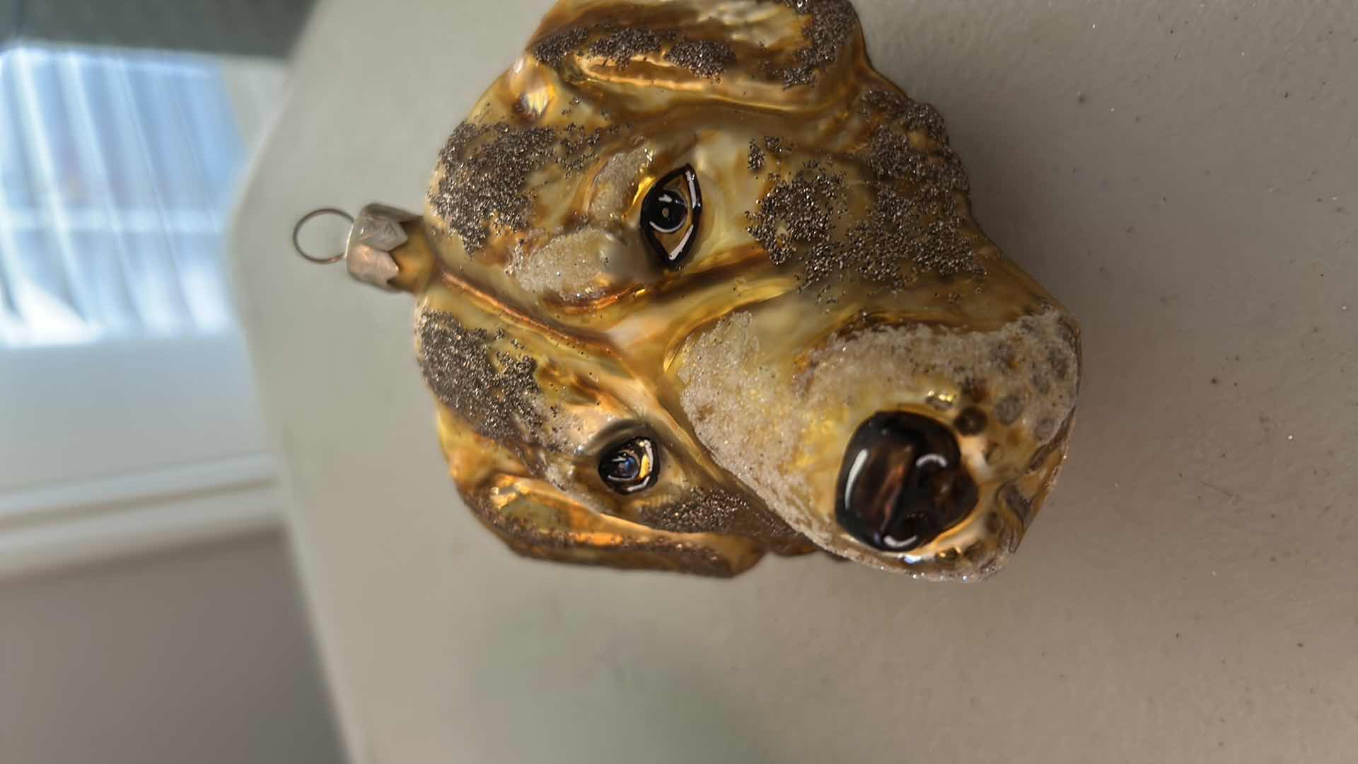 Photo 1 of 4-MOUTH BLOWN & HAND PAINTED GLASS ANIMAL HEAD ORNAMENTS