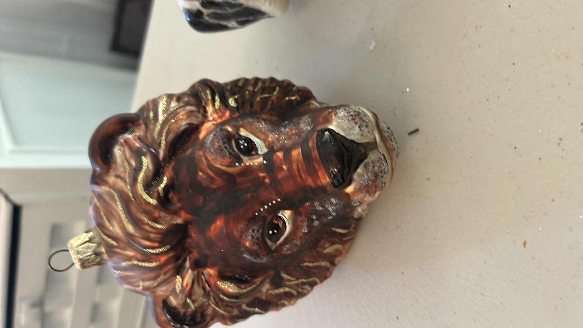 Photo 1 of 4-MOUTH BLOWN & HAND PAINTED GLASS ANIMAL HEAD ORNAMENTS