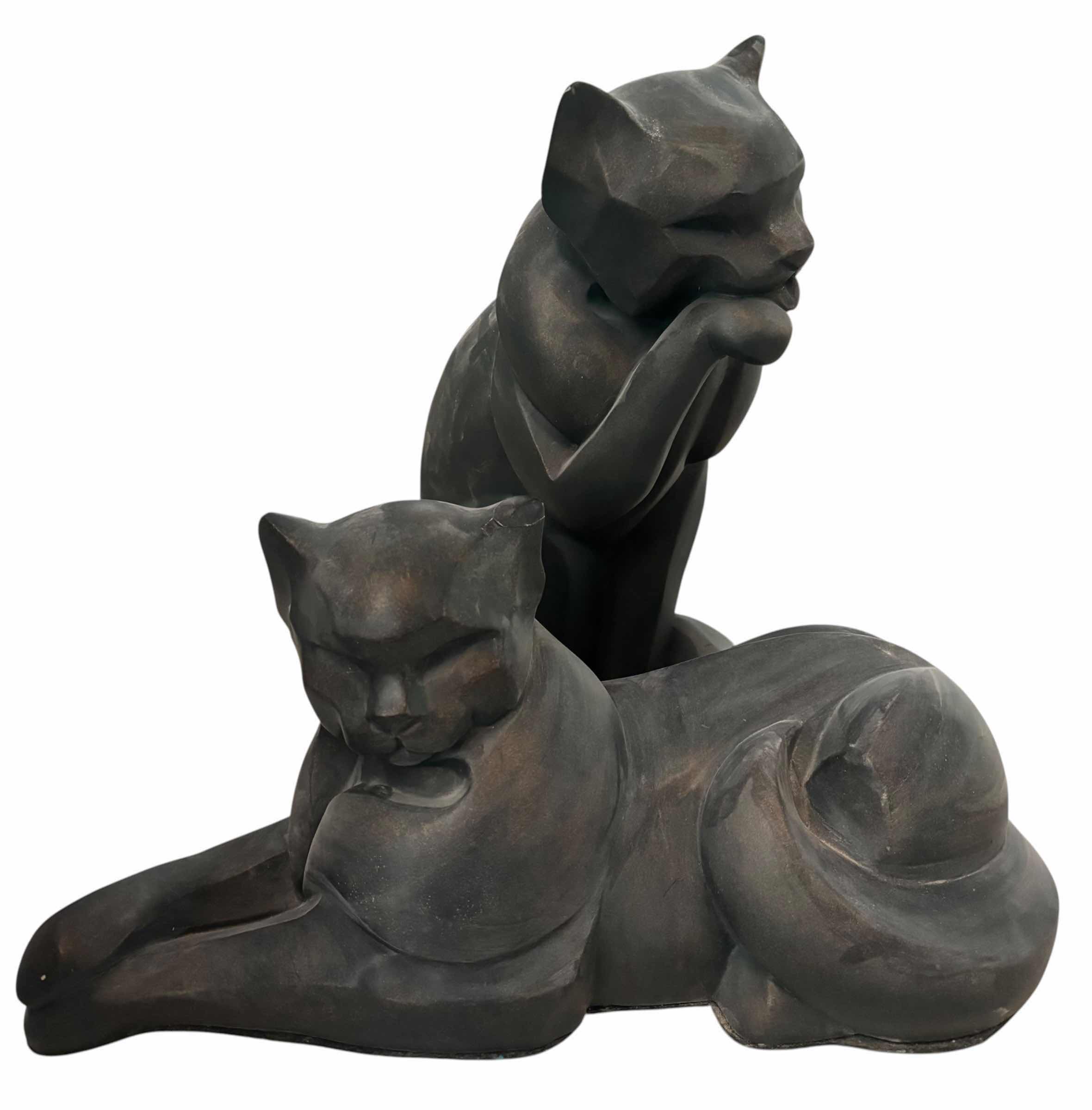 Photo 1 of TWO CAT STATUES HOME DECOR H15”