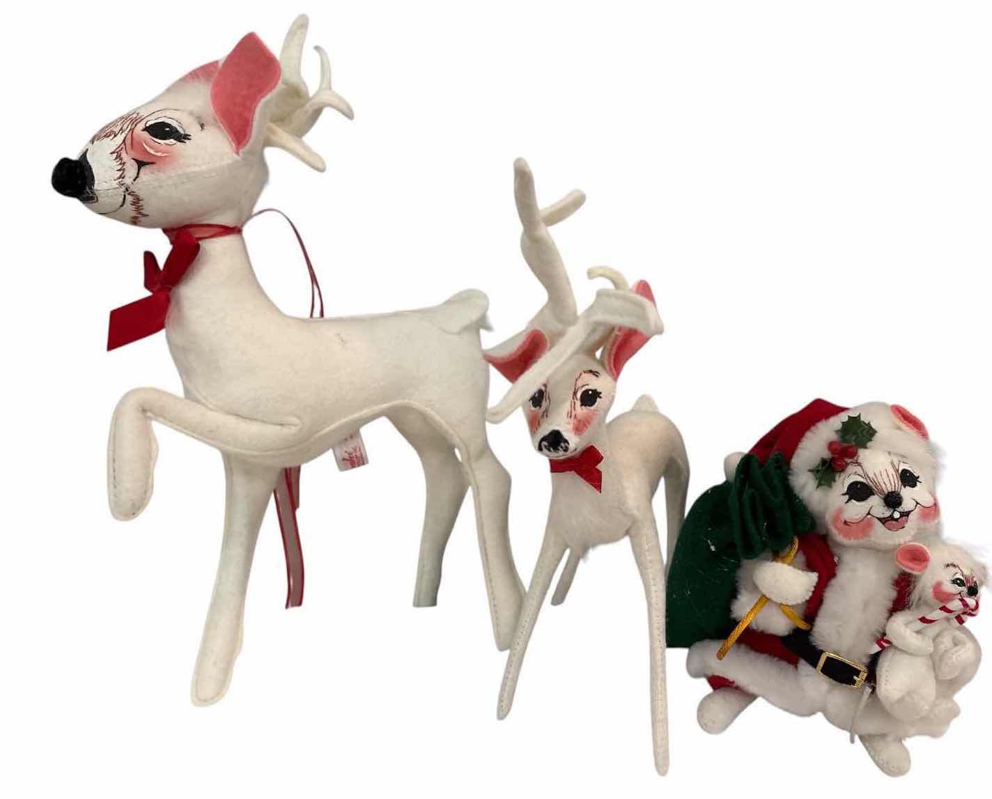 Photo 1 of 3-PCS ANNALEE CHRISTMAS REINDEER AND MOUSE H12”
