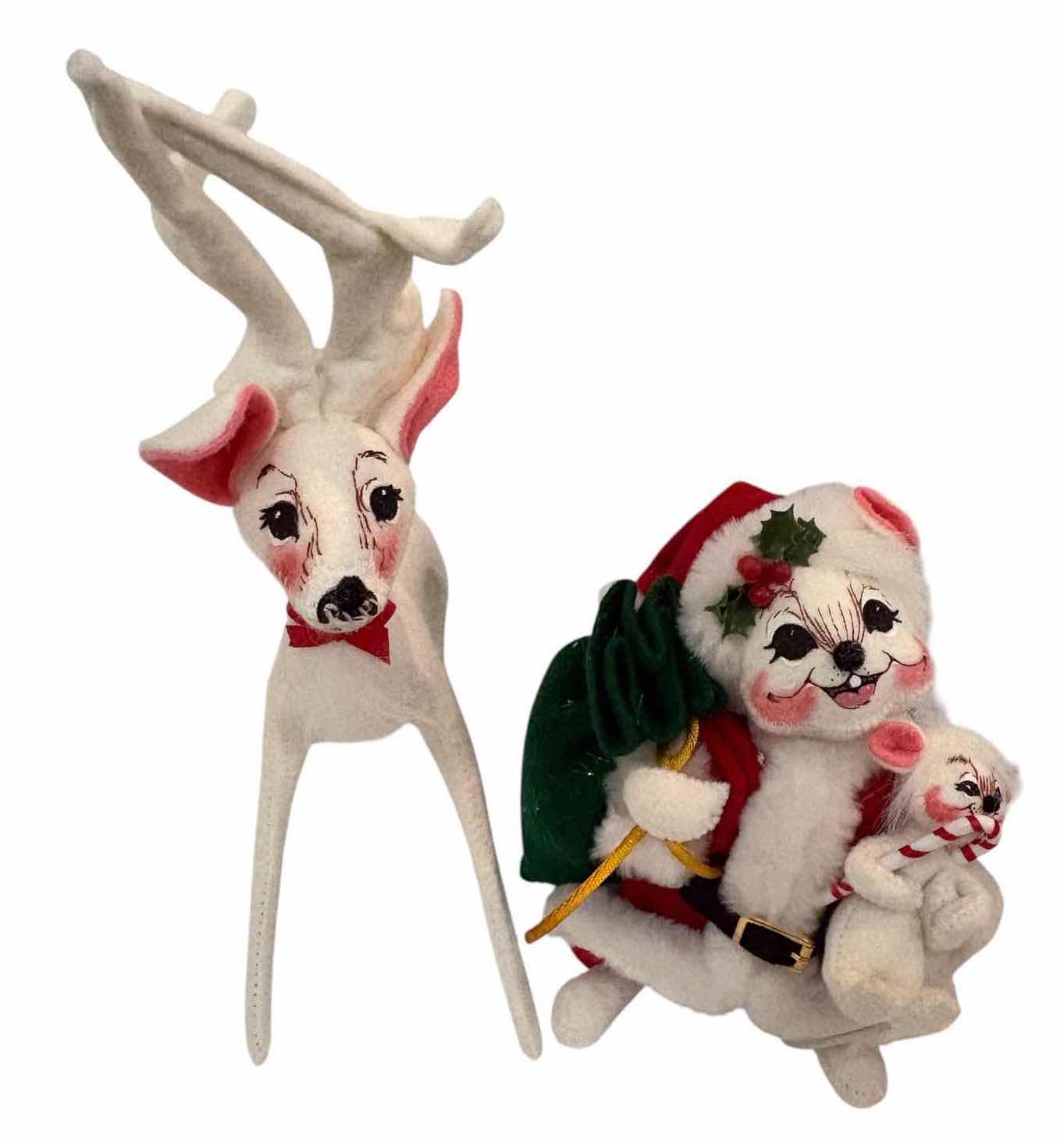 Photo 1 of 3-PCS ANNALEE CHRISTMAS REINDEER AND MOUSE H12”