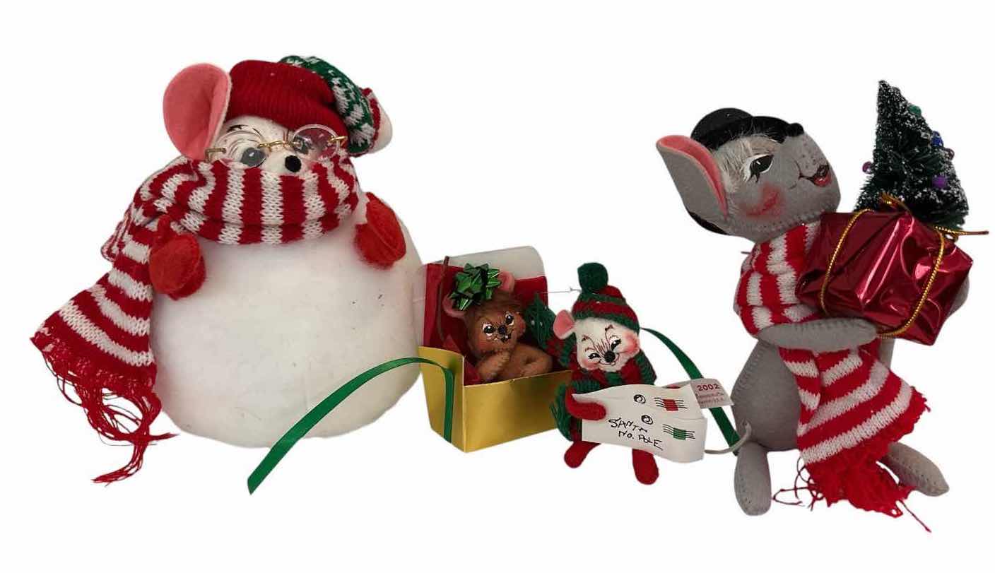 Photo 1 of 4-PCS VINTAGE ANNALEE CHRISTMAS MICE H7”