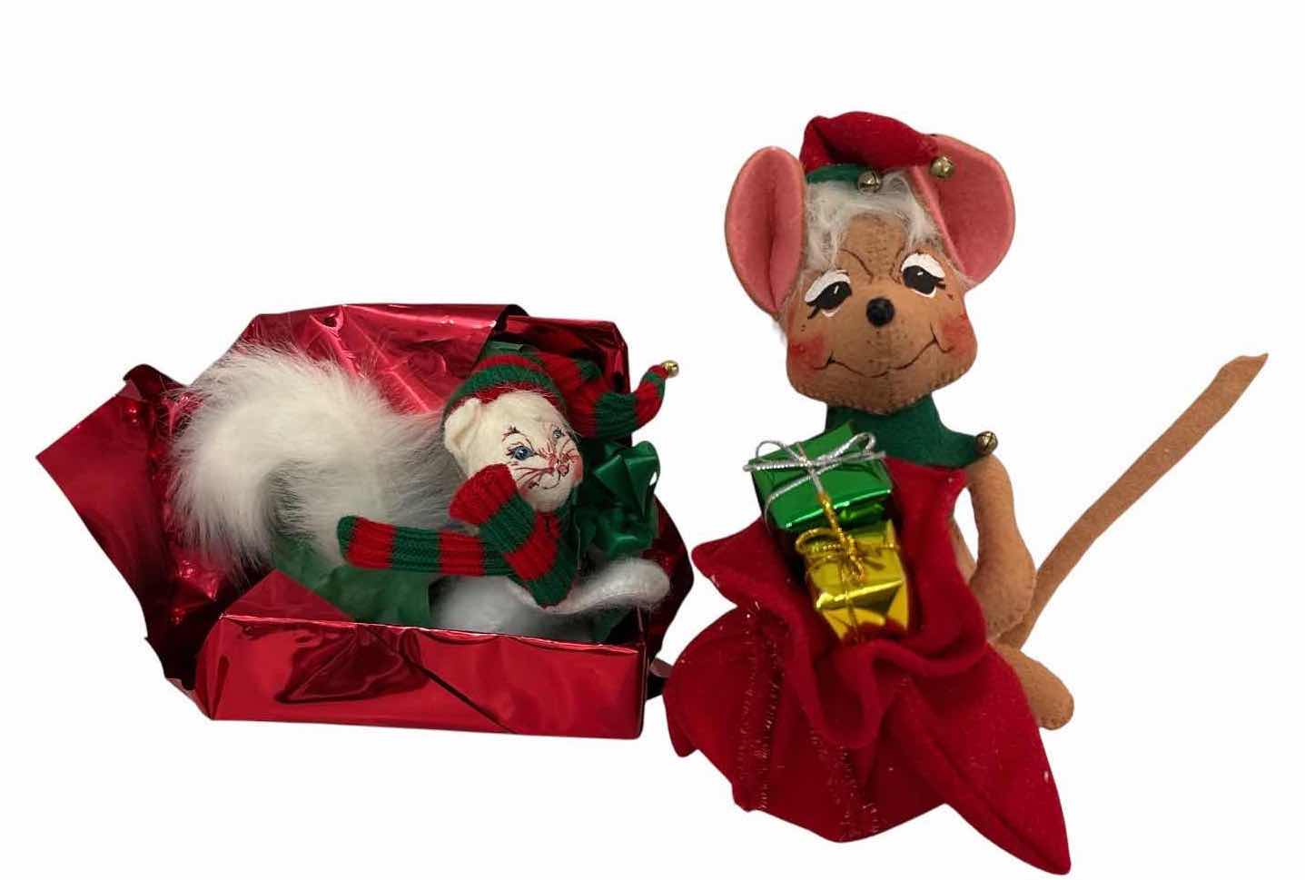 Photo 1 of 4-PCS VINTAGE ANNALEE CHRISTMAS MOUSE HOLIDAY FIGURES H5”