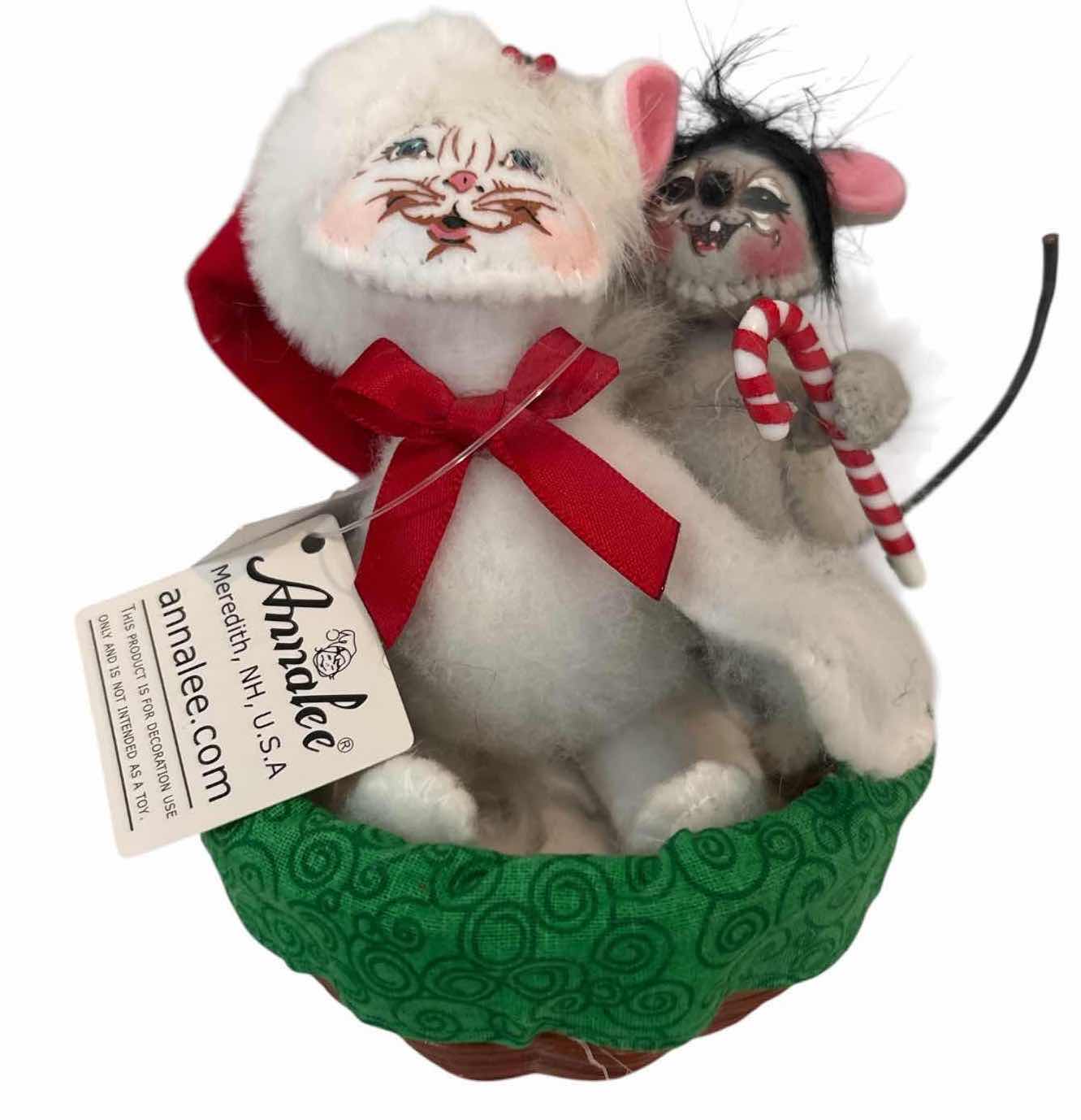 Photo 1 of NWT 3-PCS ANNALEE CHRISTMAS MOUSE FIGURINE AND ORNAMENT H6.5”