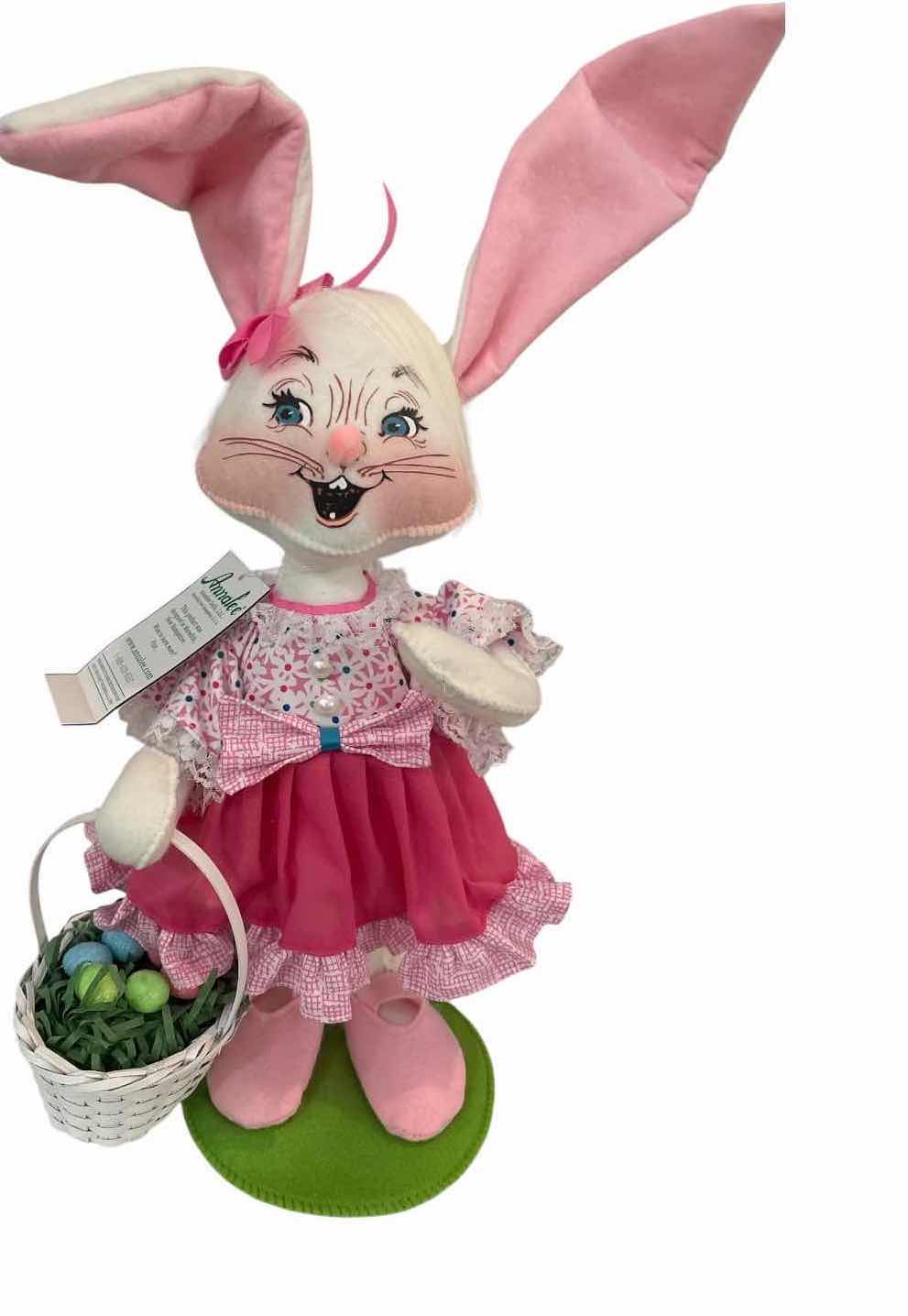 Photo 1 of NWT 3-PCS ANNALEE EASTER BUNNY & SPRING MOUSE FIGURES WITH BASKET & FLOWER H15”