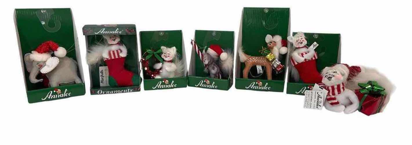 Photo 1 of NIB 7-PCS VINTAGE ANNALEE CHRISTMAS ORNAMENTS H5.5”