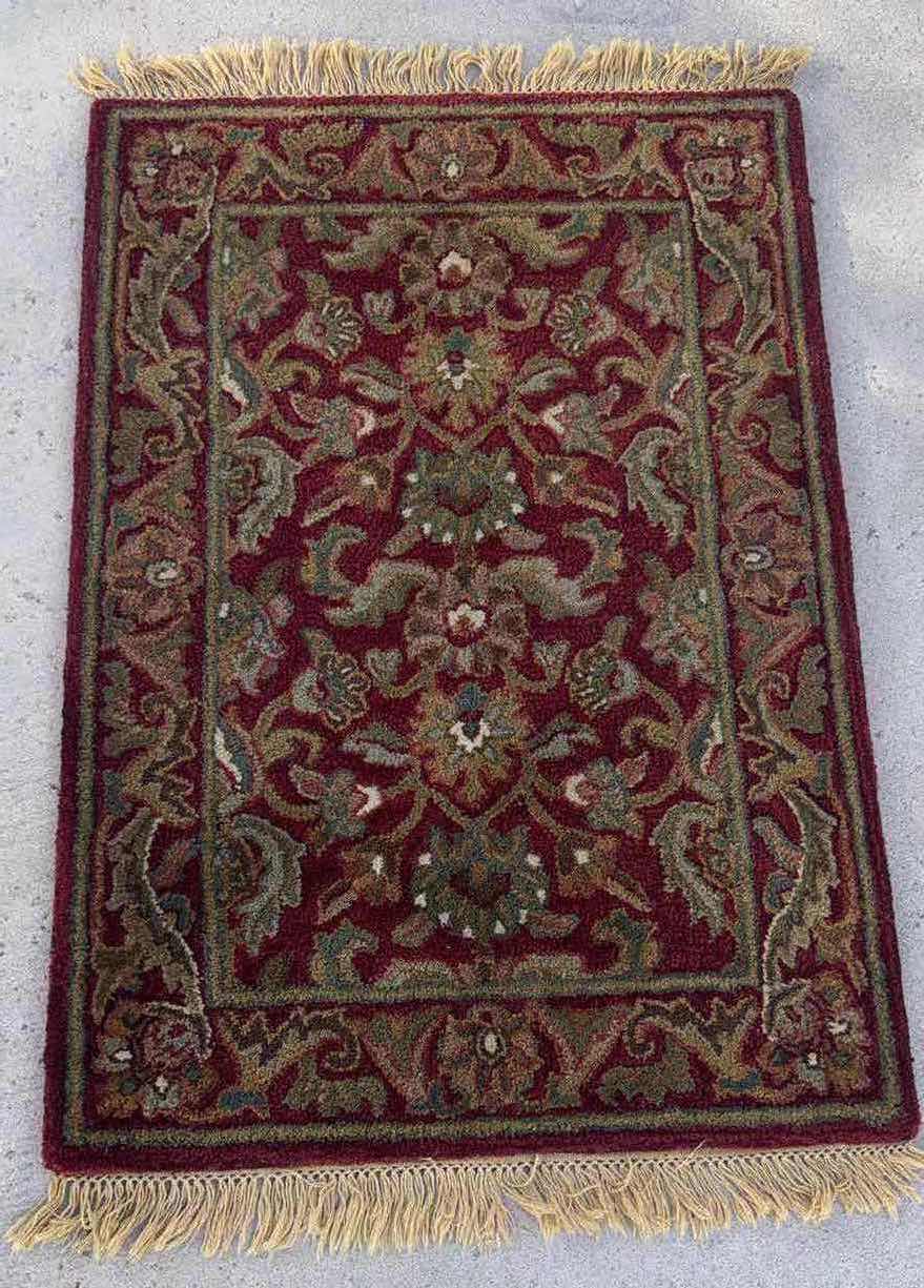 View 1 of HERILOOM COLLECTION HANDMADE RED RUG 30X62”