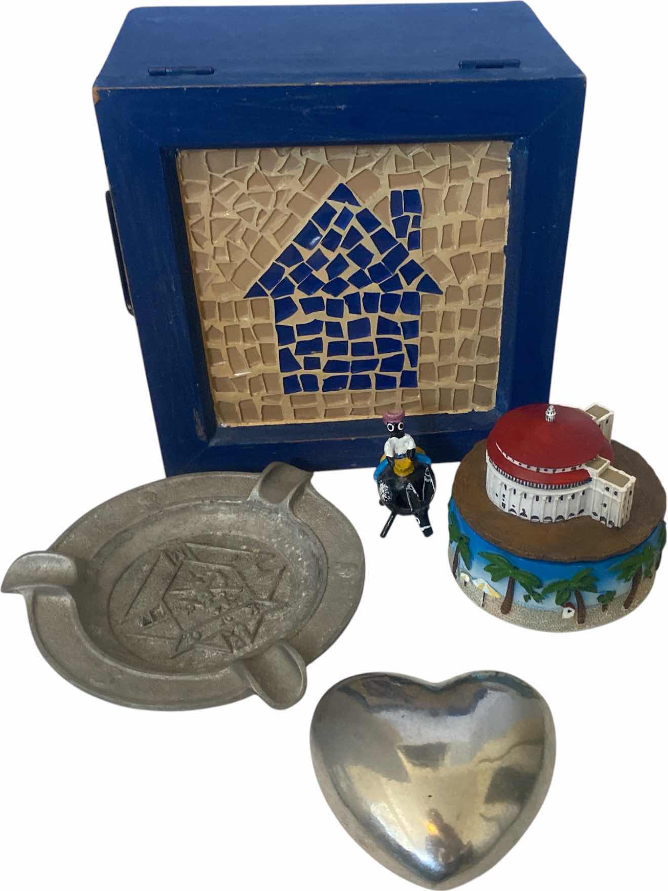 Photo 1 of WOOD BOX ASHTRAY SOUVENIRS AND PAPERWEIGHT (5)