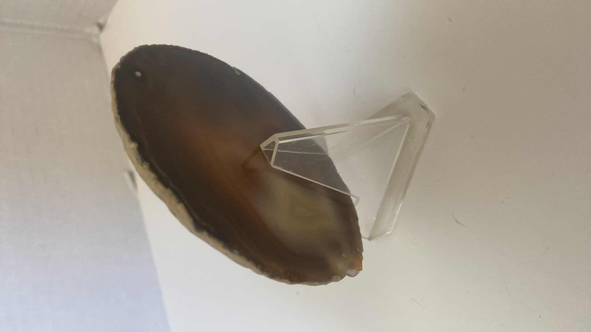 Photo 1 of POLISHED BROWN AGATE SLICE 3” X 4” WITH STAND