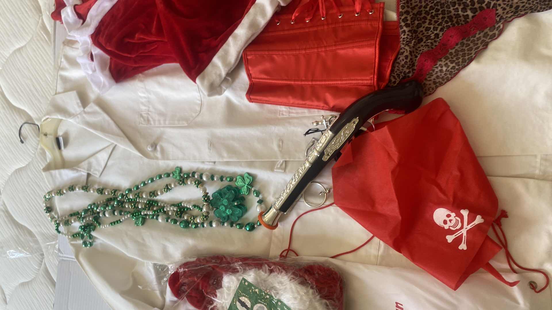 Photo 1 of HALLOWEEN COSTUMES SANTA AND DOCTORS LAB COAT AND PIRATE ACCESSORIES