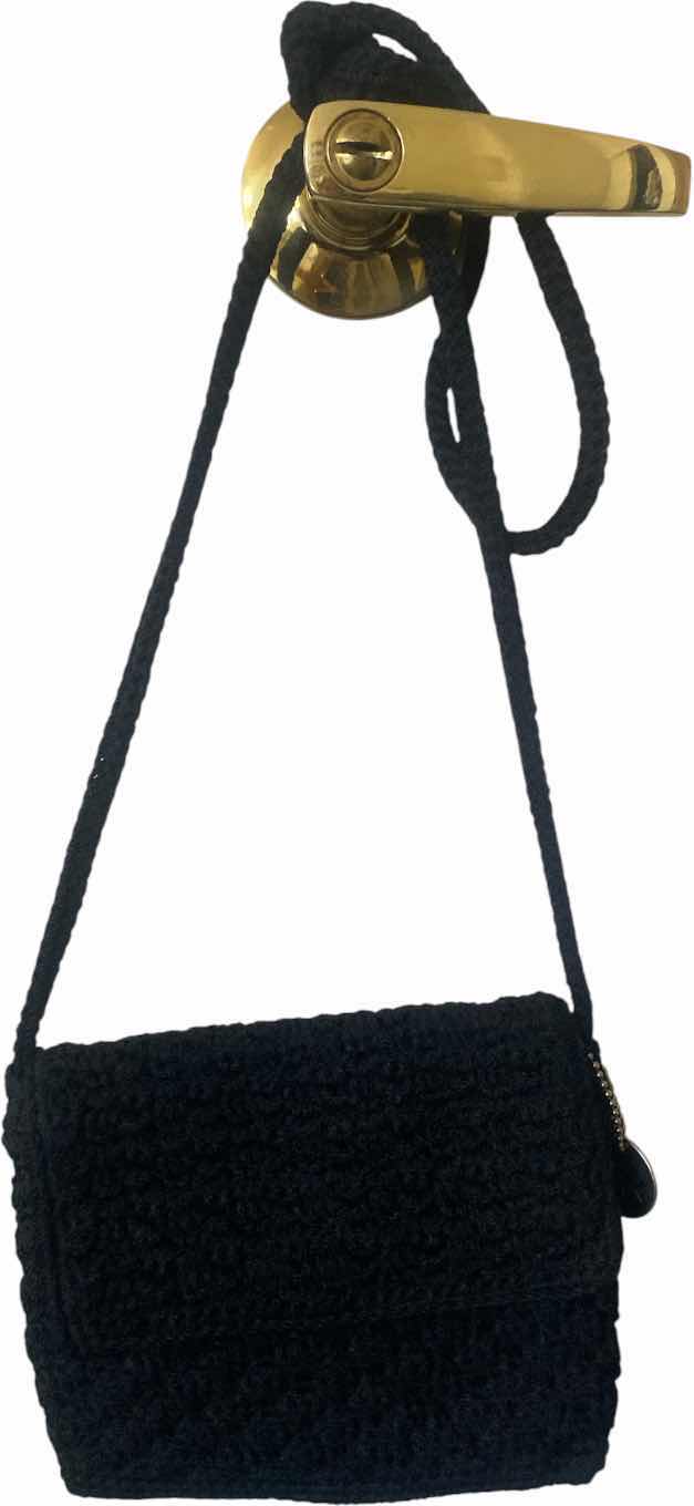 View 2 of THE SACK BLACK CROCHET HANDBAG 7“ X 6 1/2“