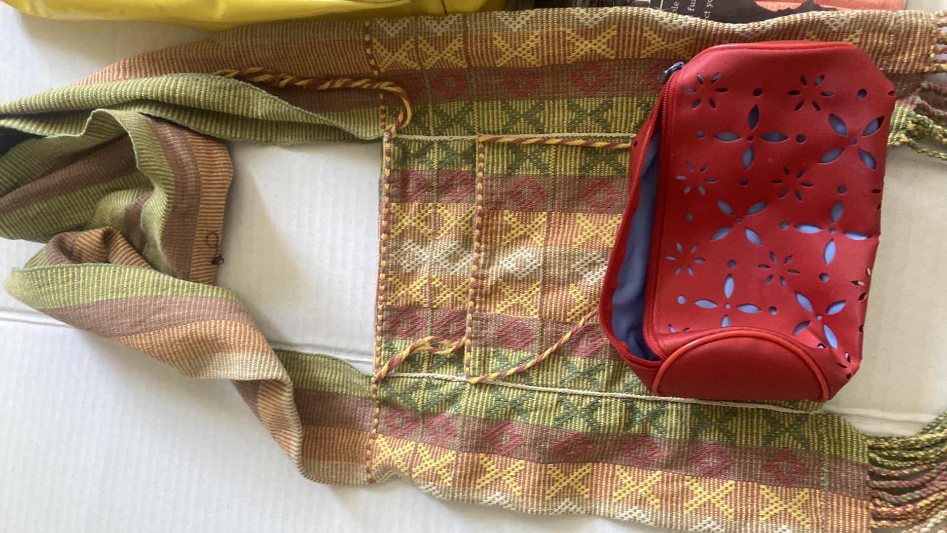 Photo 1 of VINYL BEACH TOTE & TRAVEL ACCESSORIES DOPP BAG/ SELFIE STICK, /LUGGAGE TAGS, SMALL BINOCULARS & BANDANA