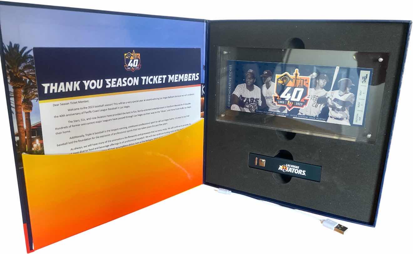 Photo 1 of LAS VEGAS AVIATORS 2023 SEASON TICKET MEMBERS VIP TICKET PLAQUE & THUMB DRIVE IN GIFT BOX PLUS INSULATED MUG