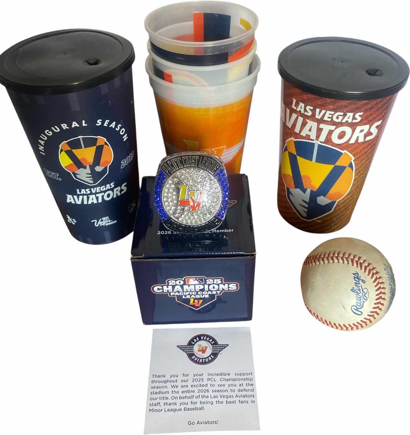 View 1 of LAS VEGAS AVIATORS 2026 SEASON TICKET MEMBER CHAMPIONSHIP LARGE RING WITH ASSORTED CUPS