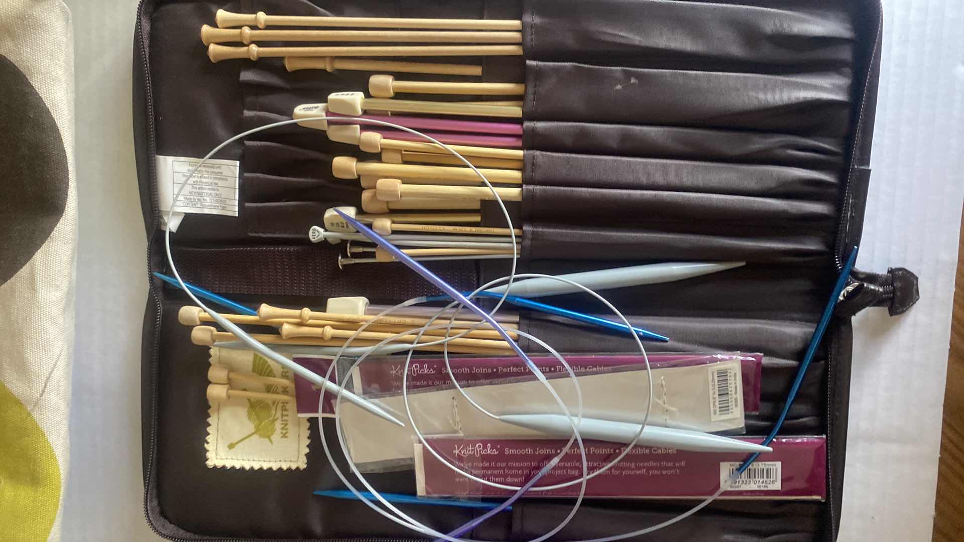 Photo 1 of KNITTING & CROCHETING SUPPLIES -PICKERS, NEEDLES, TOTES AND PURPLE BEAD TOOLS & STORAGE BAG