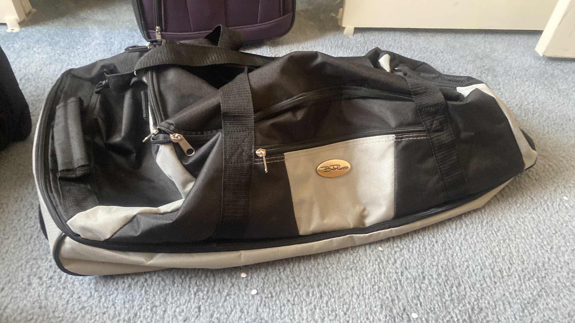 Photo 1 of LARGE ROLLING DUFFEL, NEW YORK NEW YORK, DUFFEL BAG AND ROCKLAND PURPLE ROLL A BOARD H 19”
