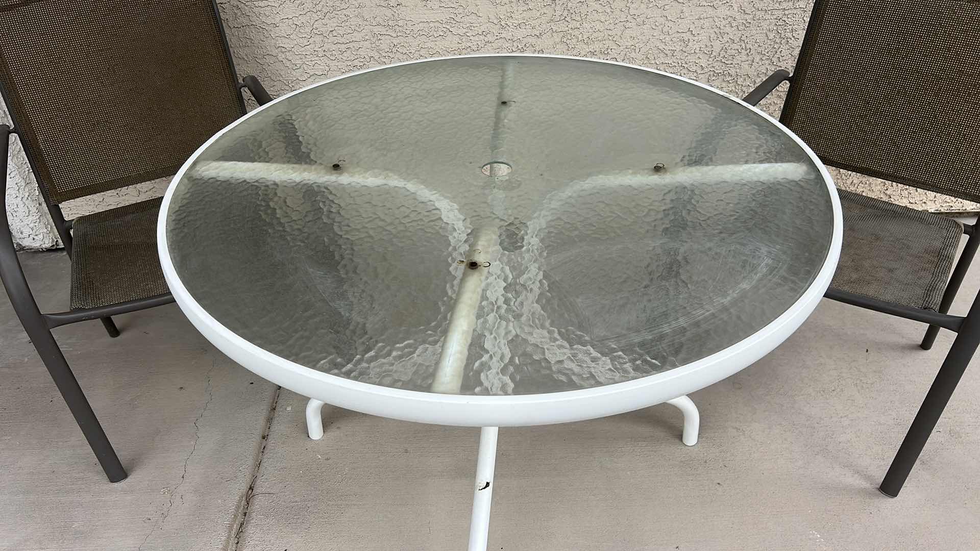 View 3 of OUTDOOR METAL TABLE AND TWO CHAIRS 42“ x H28 1/4“