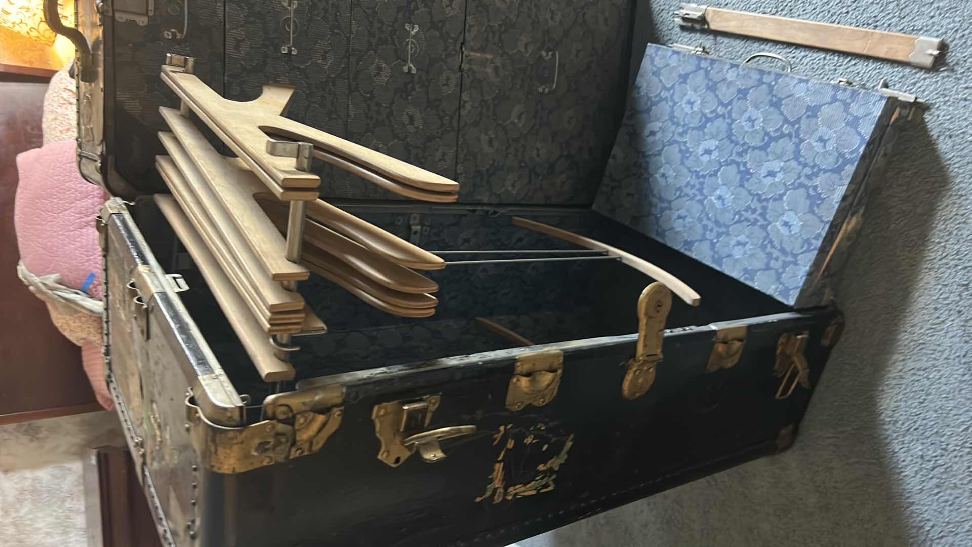 Photo 1 of ANTIQUE BLACK STEAMER TRUNK