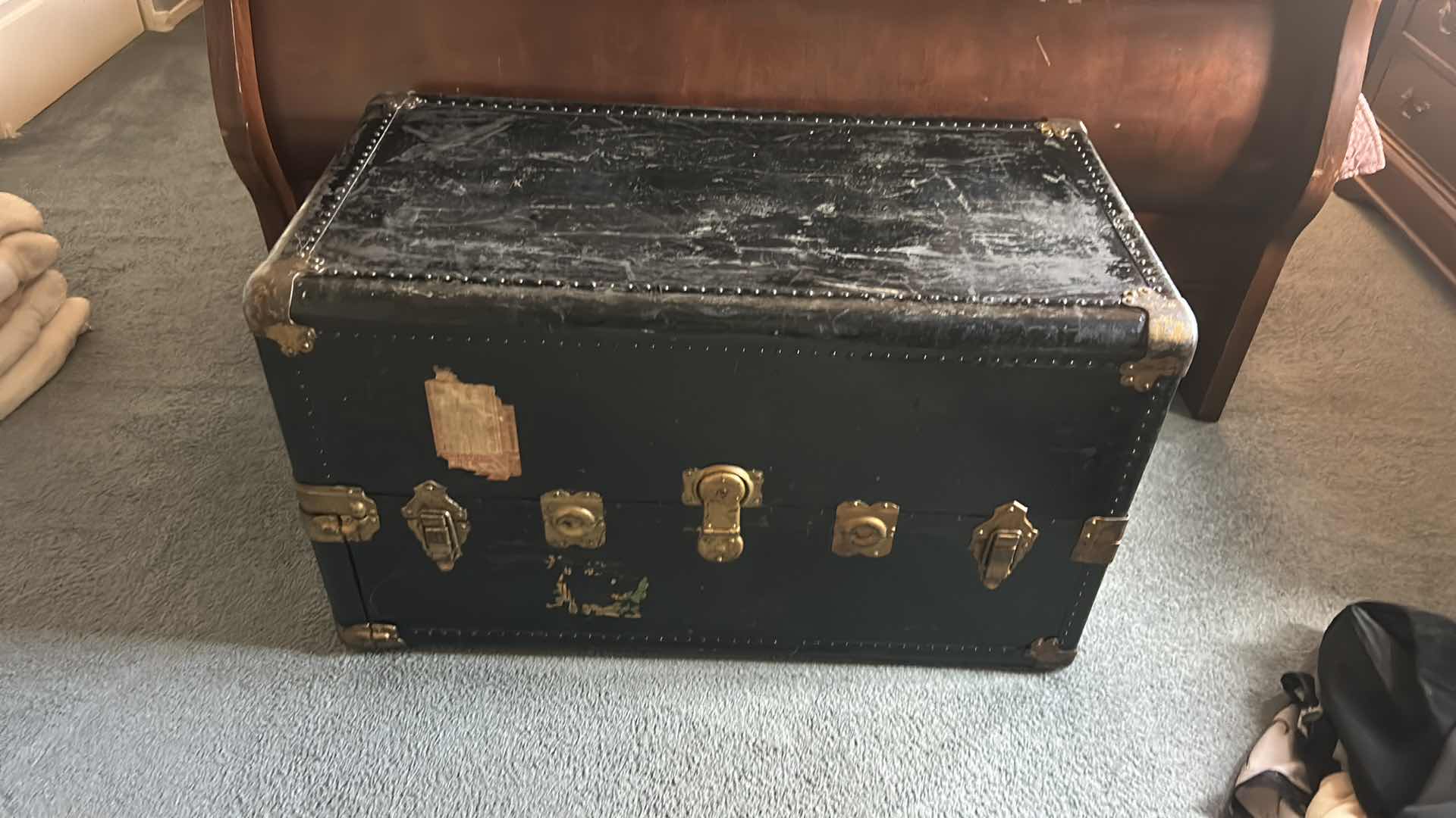 Photo 1 of ANTIQUE BLACK STEAMER TRUNK