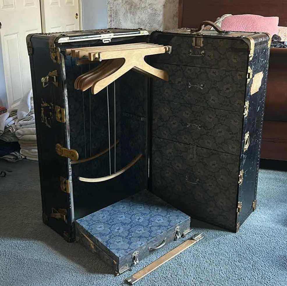 Photo 1 of ANTIQUE BLACK STEAMER TRUNK