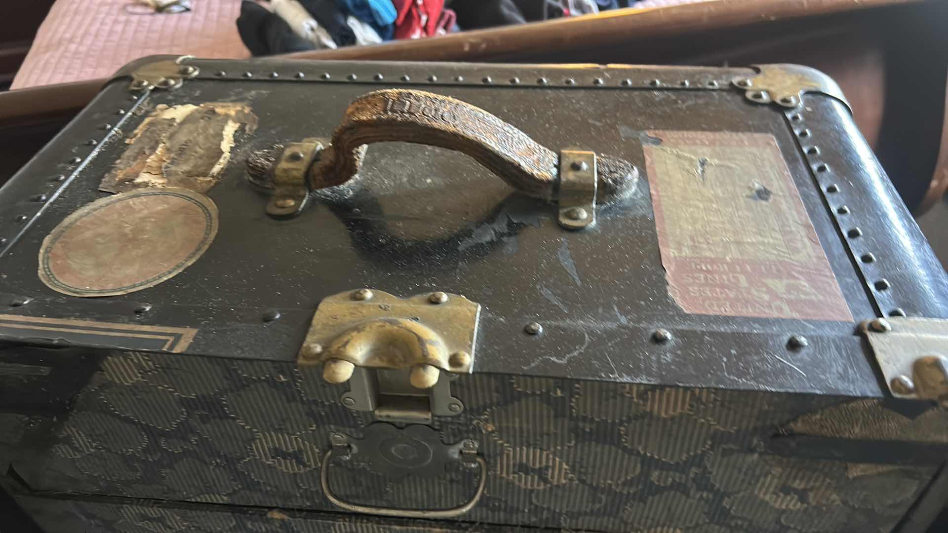 Photo 1 of ANTIQUE BLACK STEAMER TRUNK