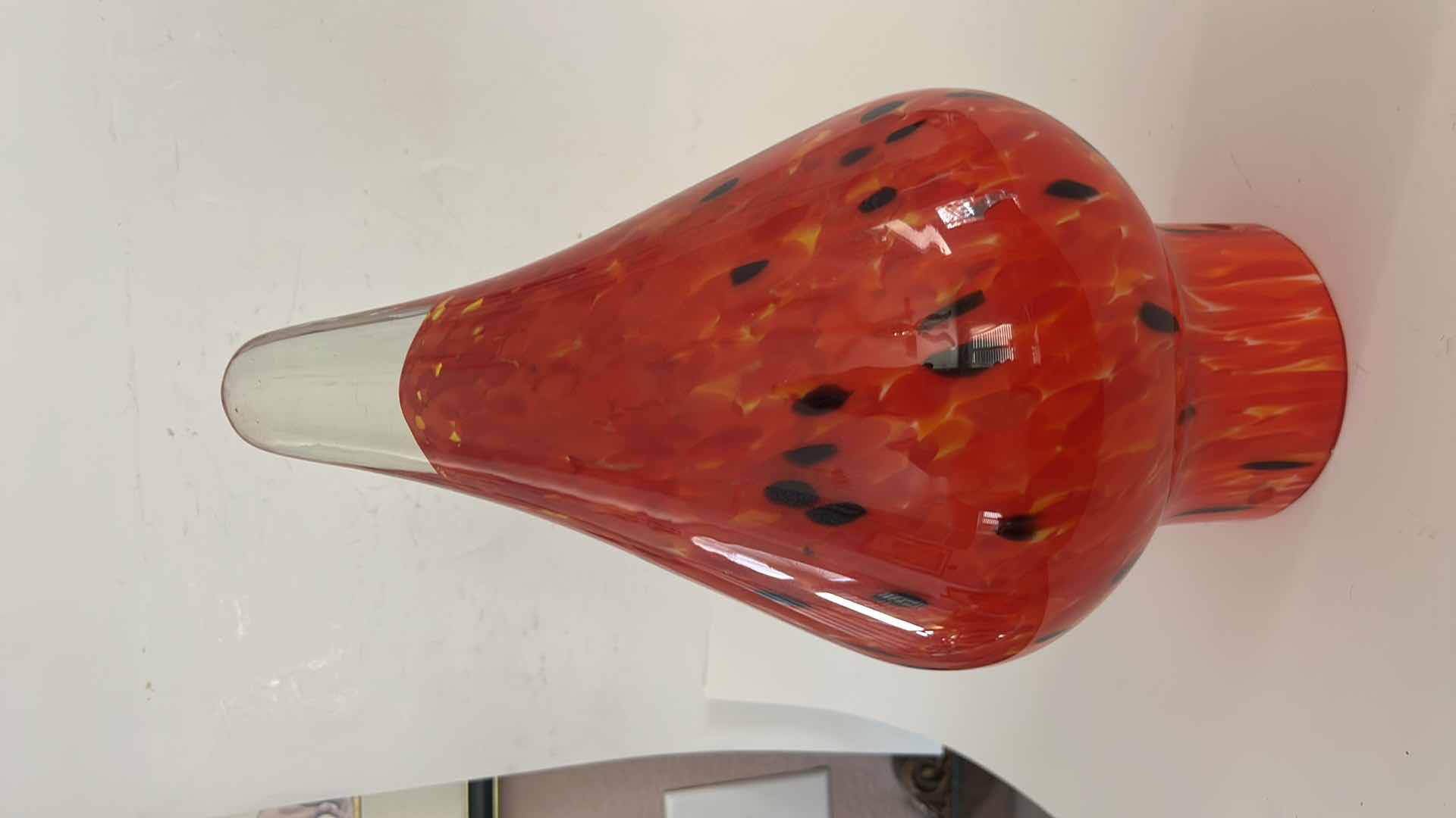 Photo 1 of HANDBLOWN TEARDROP SHAPED ART GLASS PENDANT LIGHT SHADE. 15”