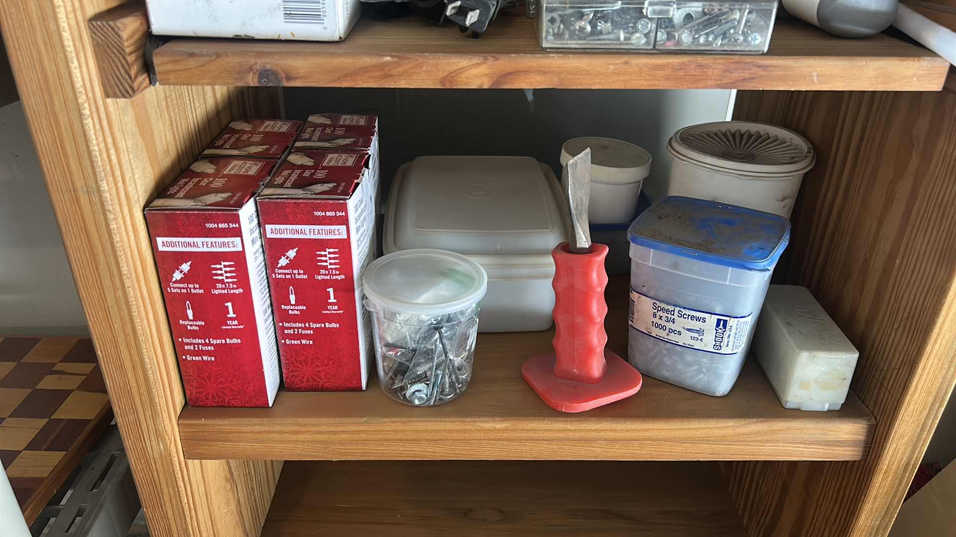 Photo 1 of ROLLING WOOD SHELVING UNIT WITH GARAGE ITEMS
