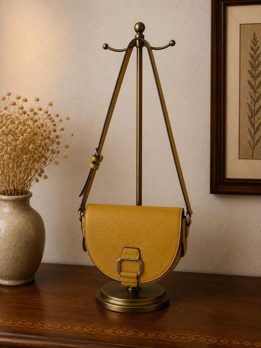 Photo 1 of MUSTARD YELLOW LEATHER, CROSSBODY BAG