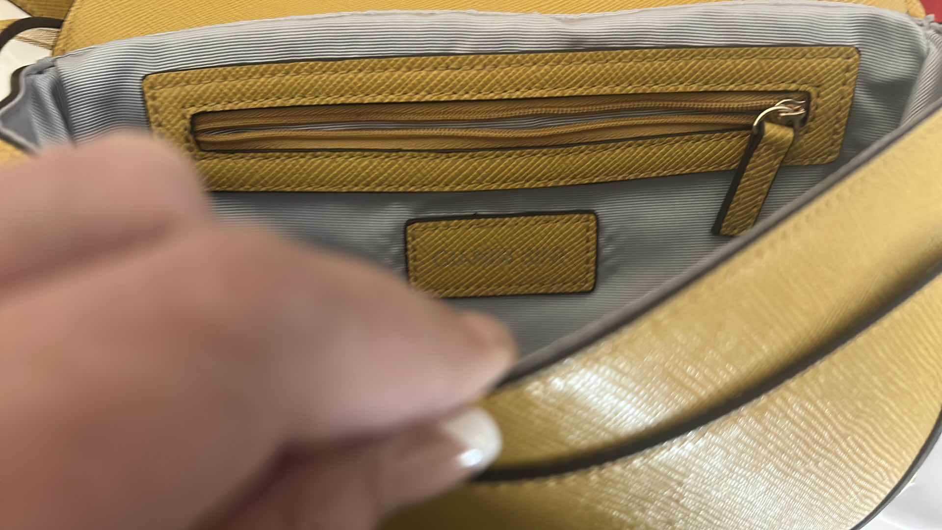 Photo 1 of MUSTARD YELLOW LEATHER, CROSSBODY BAG