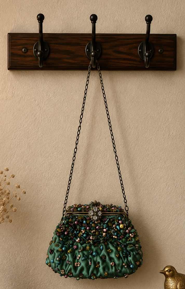 Photo 1 of GREEN SATIN EVENING BAG BY MARY FRANCIS