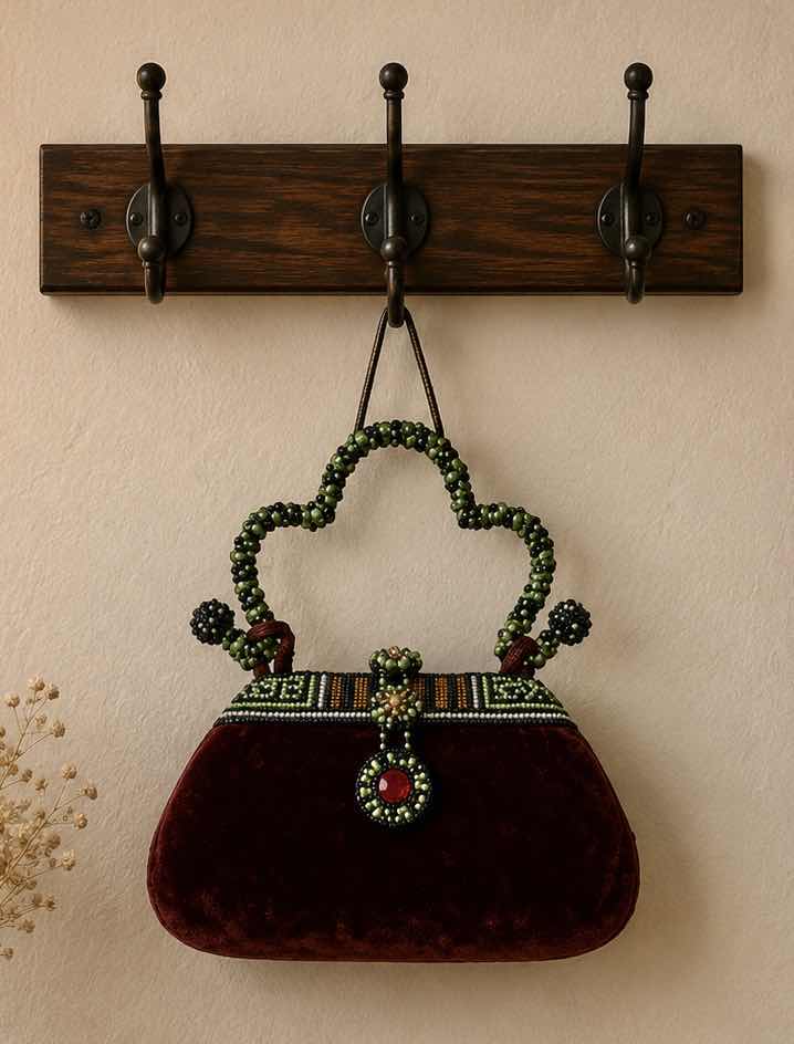 View 1 of BURGUNDY VELVET EVENING BAG BY MARY FRANCIS