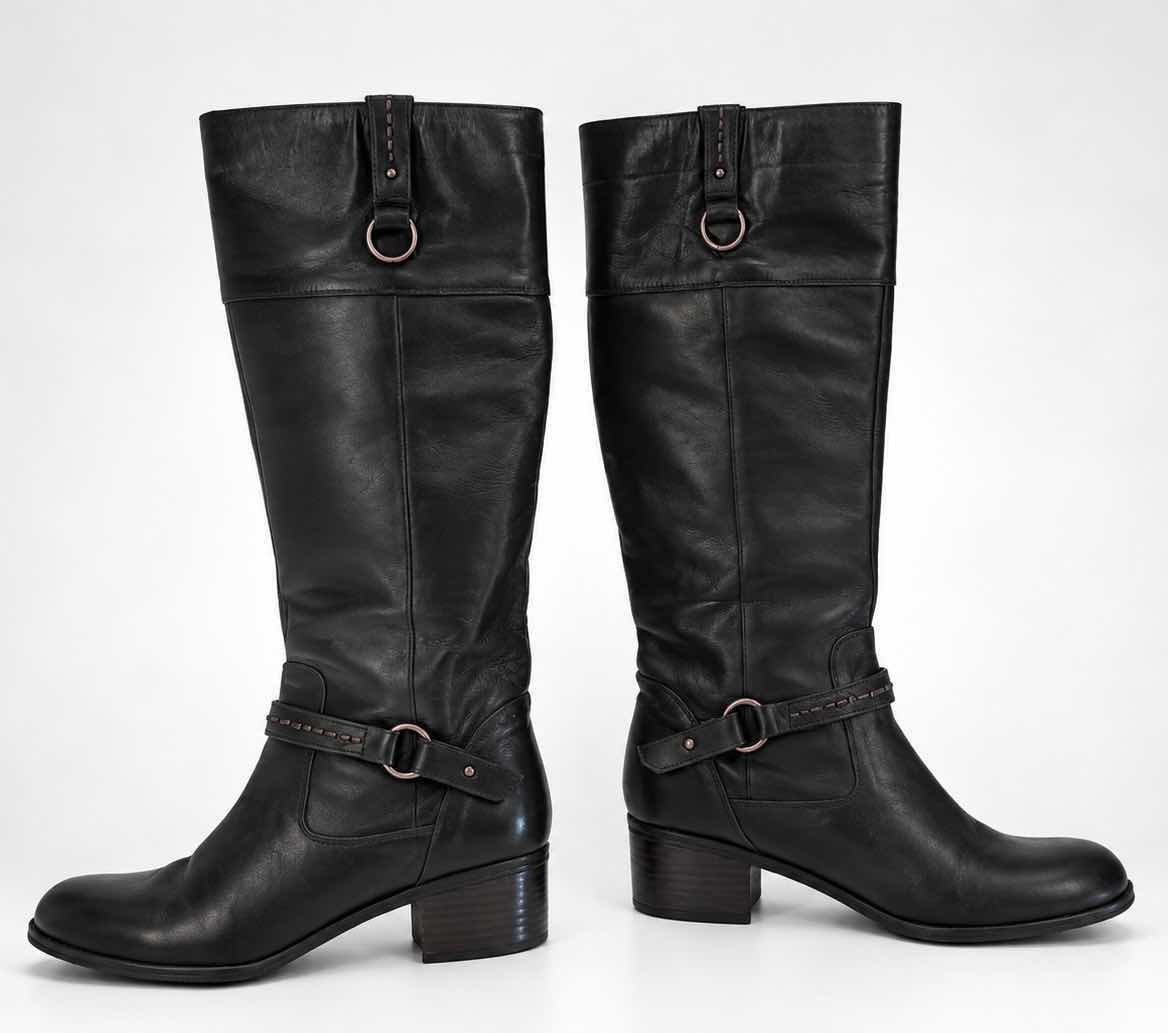 Photo 1 of BANDOLINO CALLUA BLACK LEATHER KNEE-HIGH RIDING BOOTS WOMEN’S SIZE 10