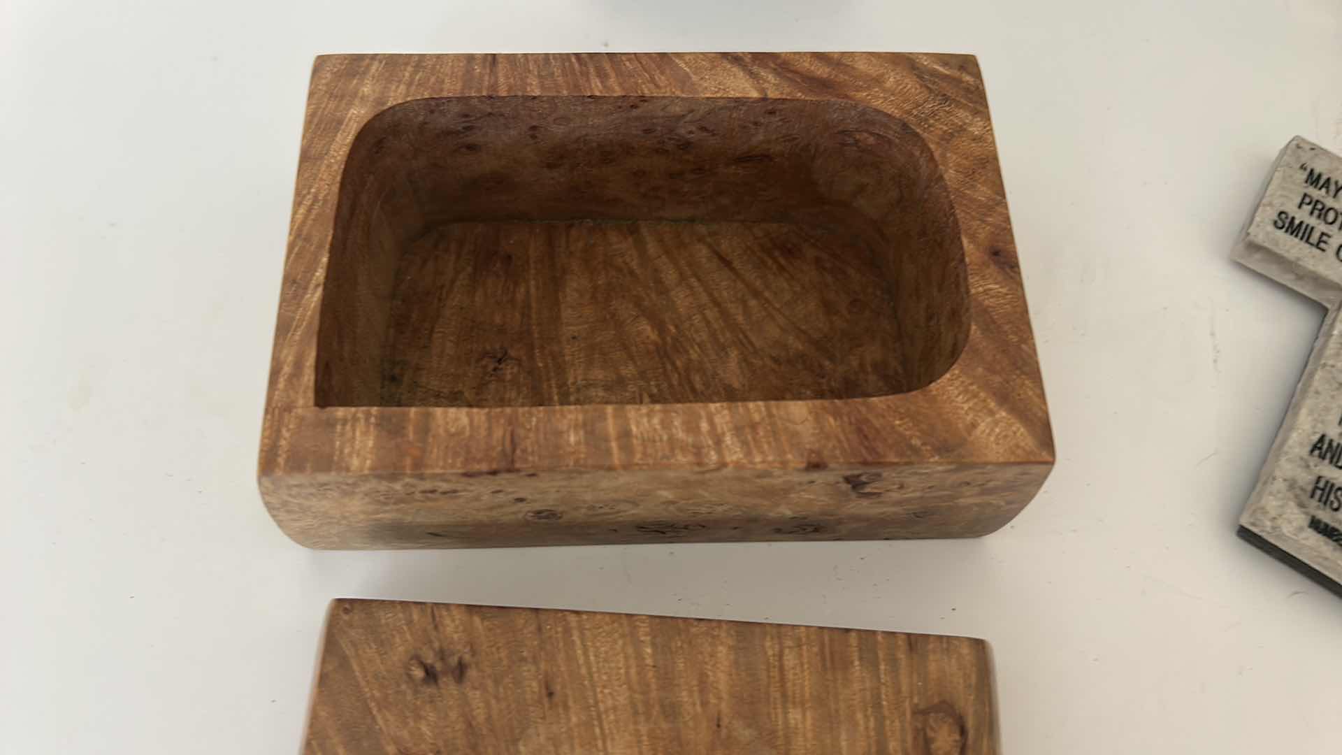 Photo 1 of 2 MENORAHS, CROSS, WOOD BOX WITH POLISHED STONE AND CANDLES