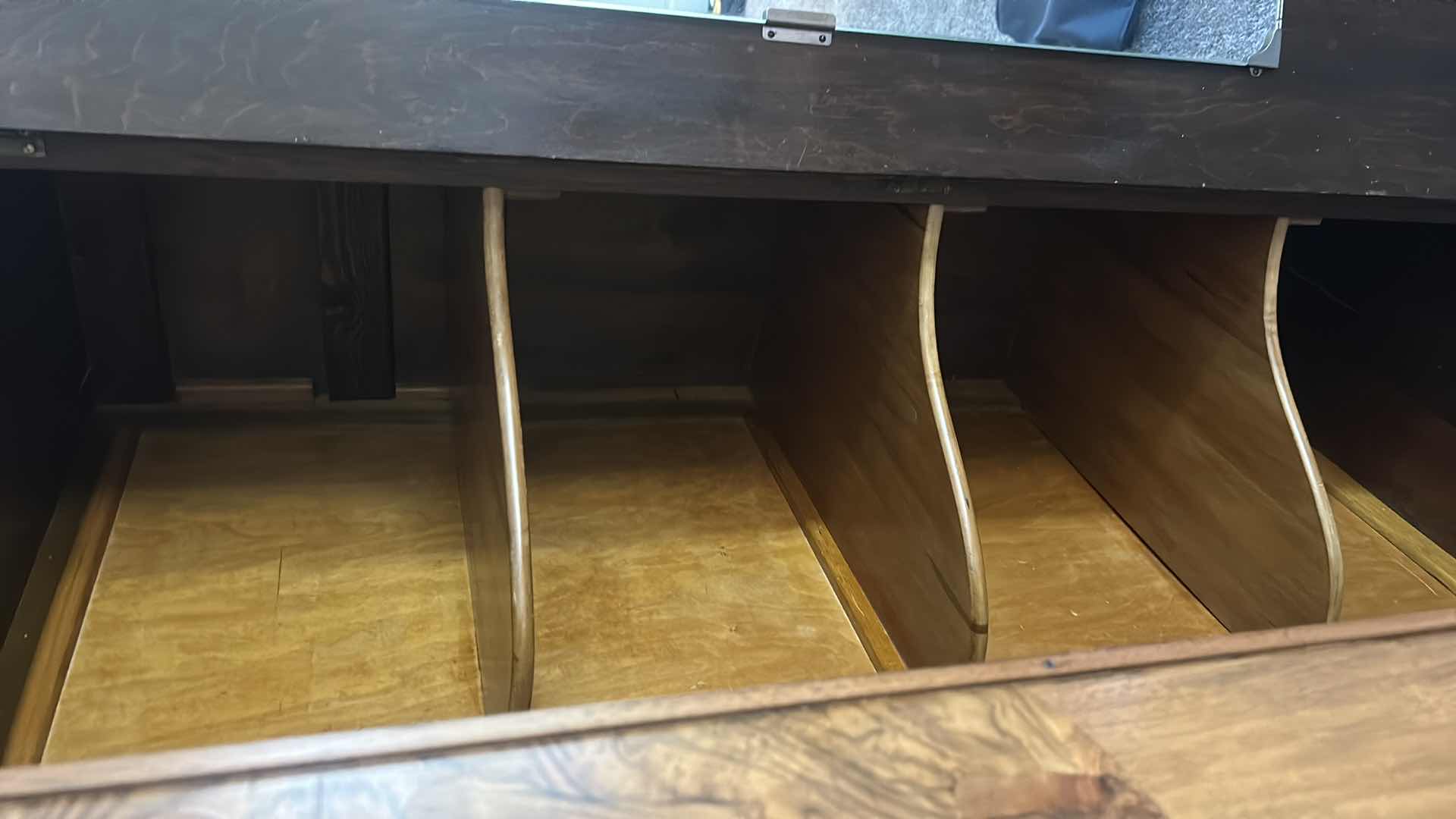 Photo 1 of 1930s ART DECO TRIPLE WARDROBE FEATURES A BOOK MATCHED WALNUT VENEER WITH A CLASSIC ARCHED “CLOUD”TOP SILHOUETTE AND CABRIOLE FEET. $1500 - $2500
