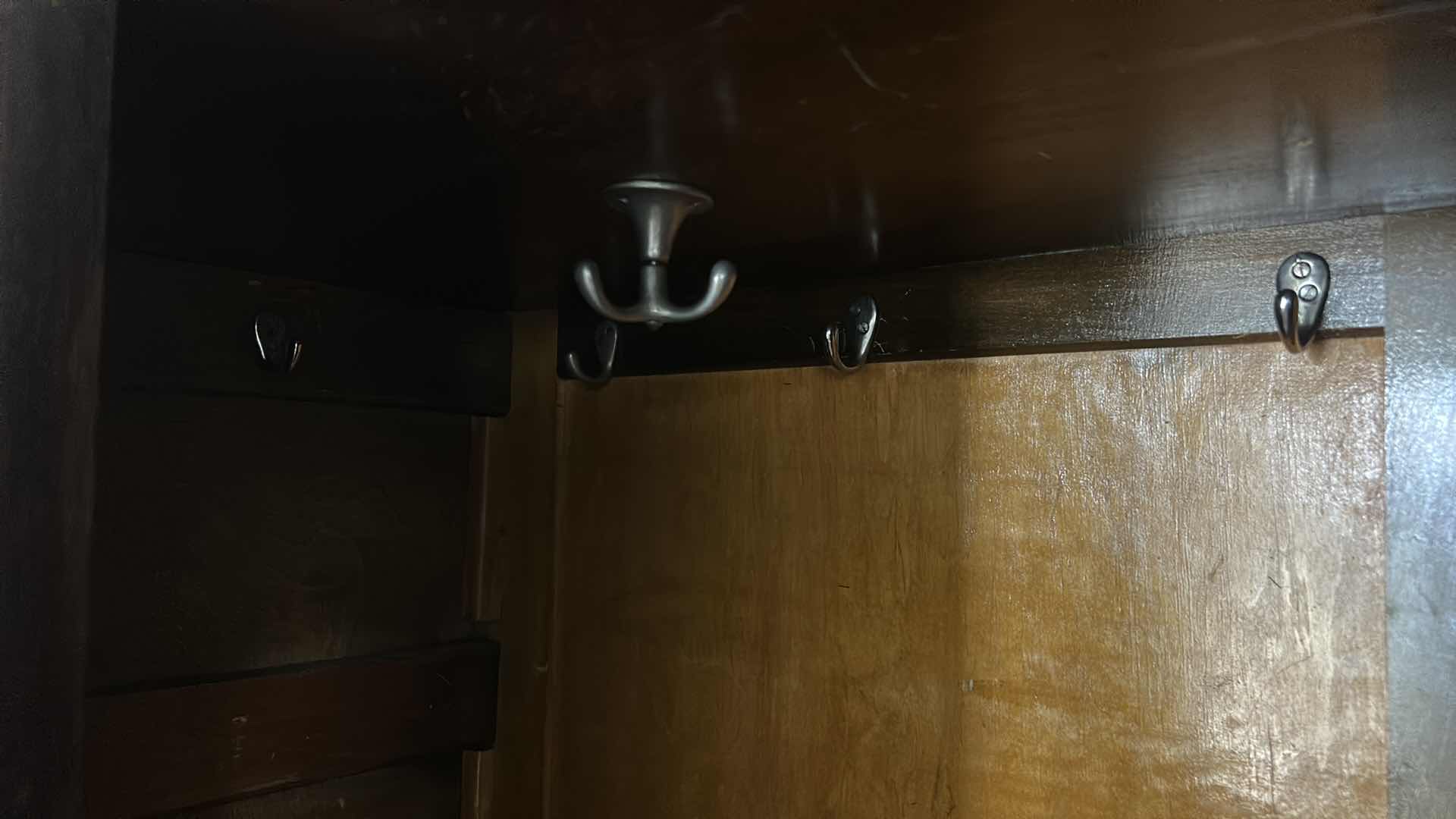 Photo 1 of 1930s ART DECO TRIPLE WARDROBE FEATURES A BOOK MATCHED WALNUT VENEER WITH A CLASSIC ARCHED “CLOUD”TOP SILHOUETTE AND CABRIOLE FEET. $1500 - $2500