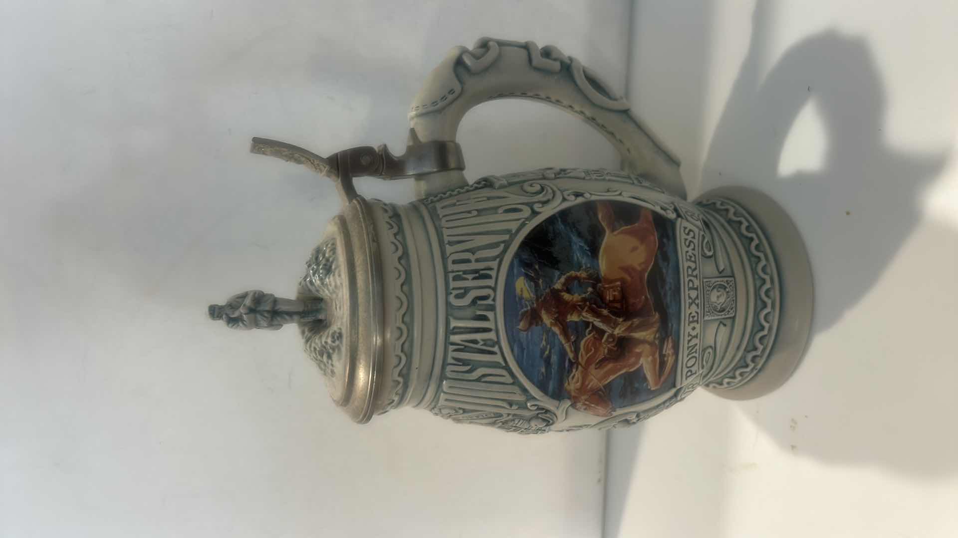 View 4 of AVON CERAMIC BEER STEIN, TITLED "SALUTE TO THE POSTAL SERVICE." H9.5”