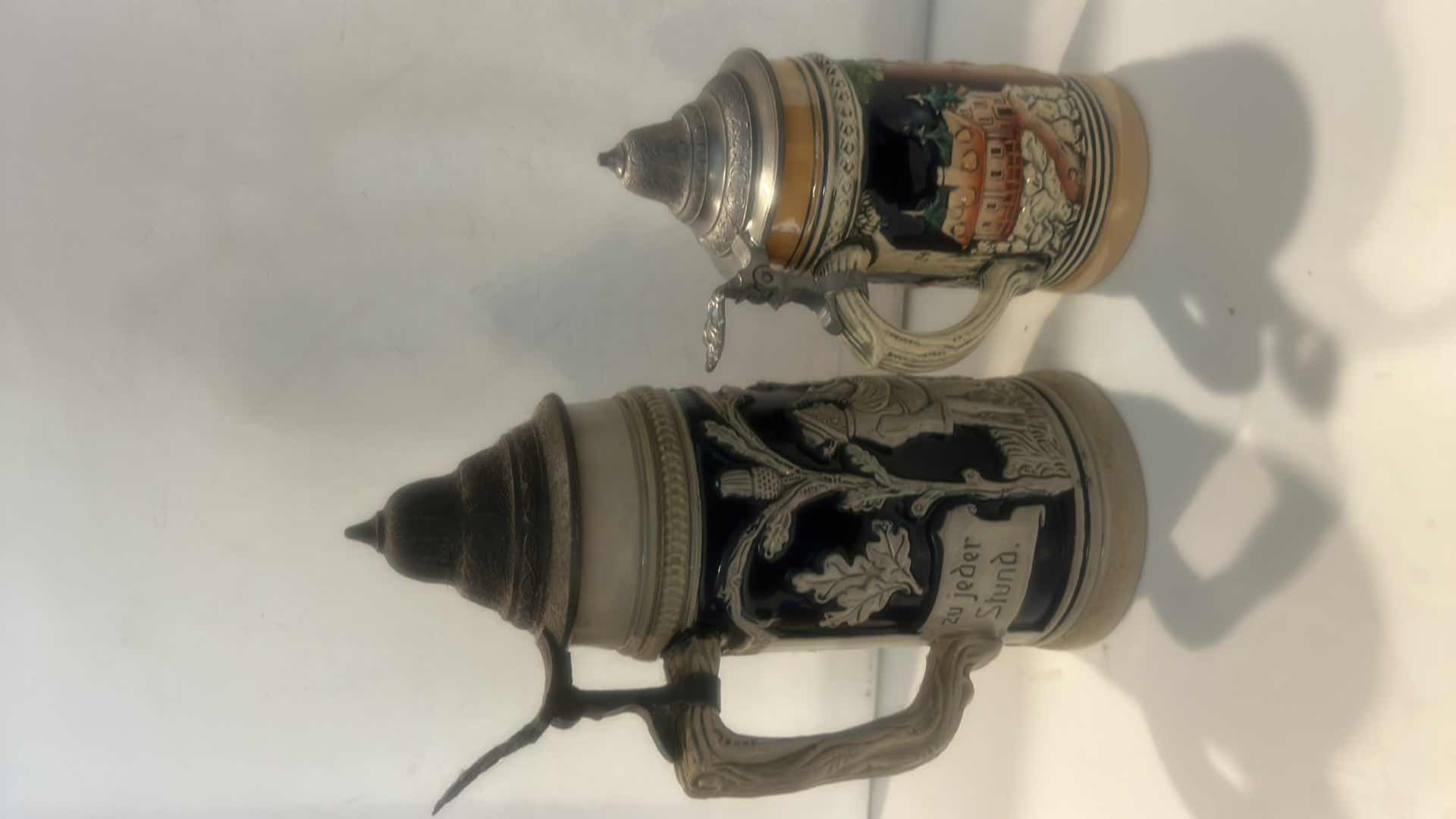 Photo 1 of 2 VINTAGE TRADITIONAL GERMAN CERAMIC BEER STEINS (TALLEST 9.25”)
