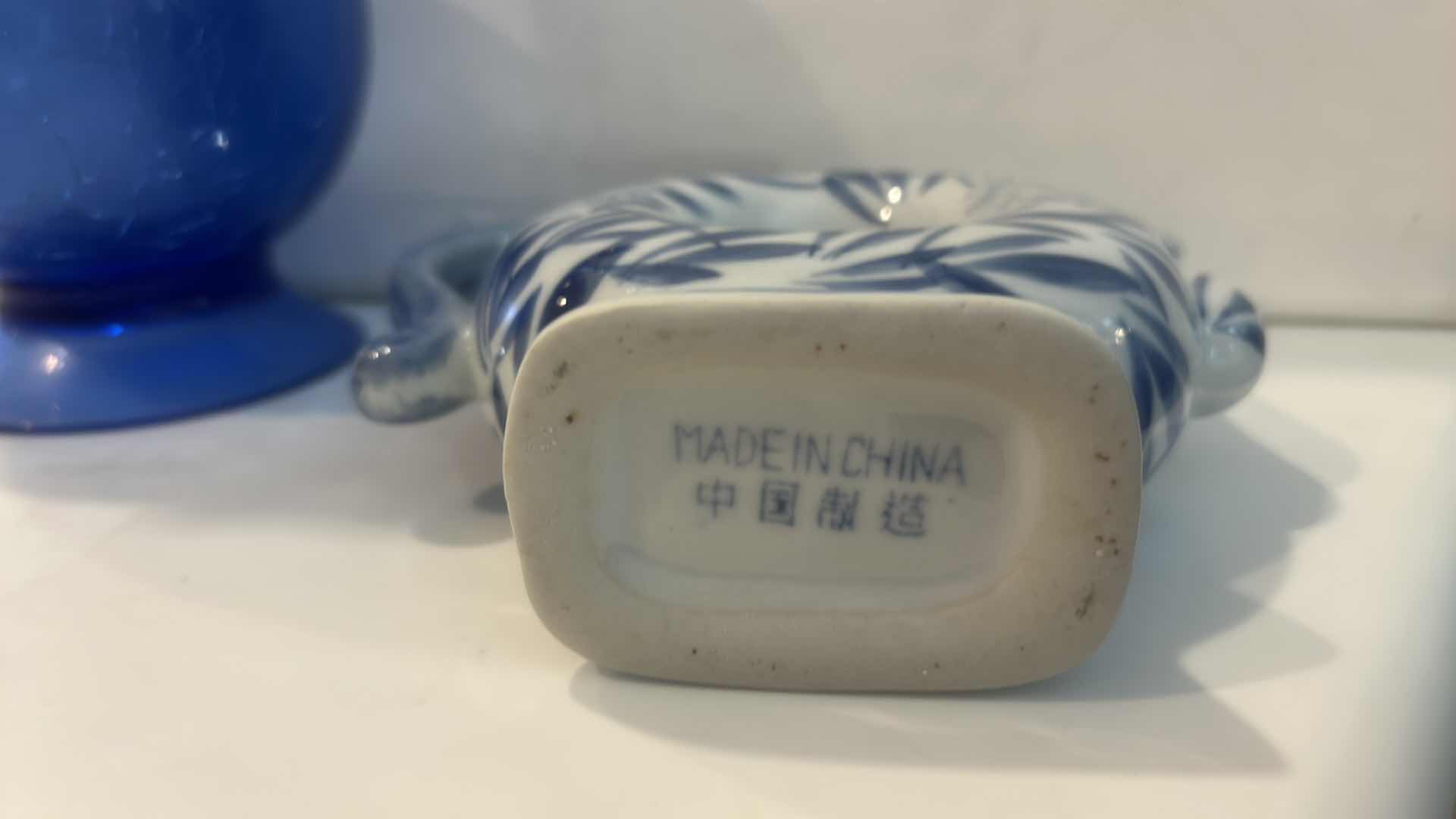View 8 of MID-CENTURY ART GLASS W ASIAN STYLE TRANSFERWARE & CHINOISERIE CERAMICS H10.25 $100