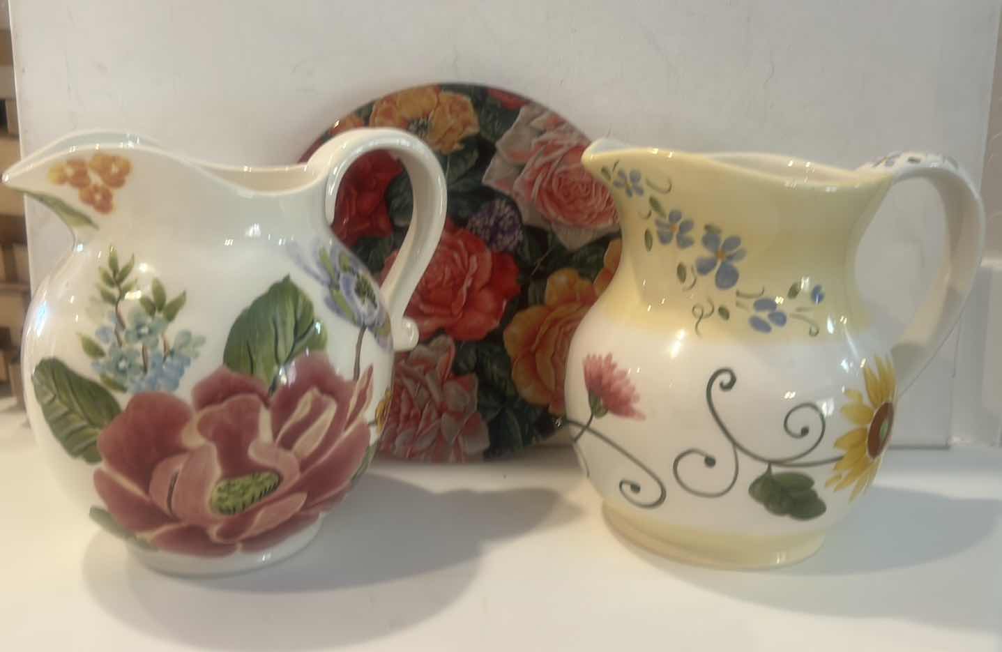 Photo 1 of FLORAL PITCHERS H7.25”AND PLATE H8”