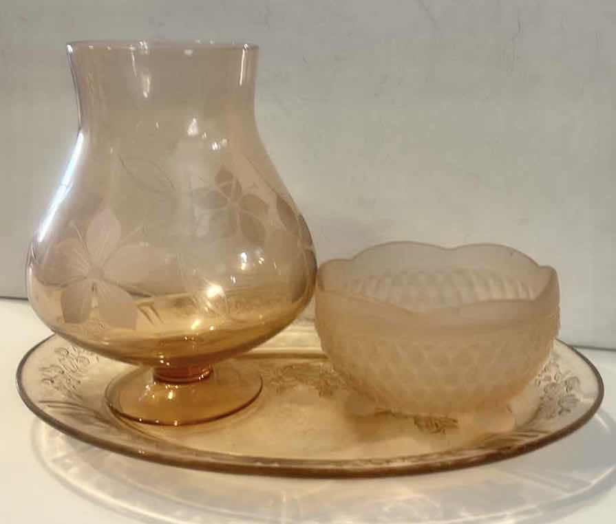 Photo 1 of AMBER AND PEACH TONED GLASSWARE H7.75”