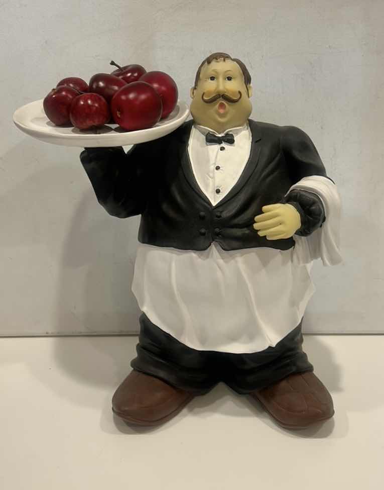 Photo 1 of VINTAGE ITALIAN BISTRO WAITER RESIN STATUE, H13”