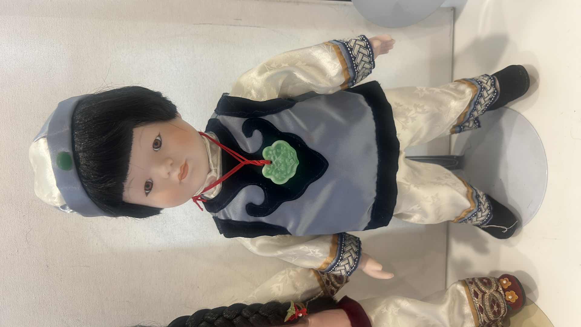 Photo 1 of MATCHING VINTAGE PAIR OF "LING-LING" AND "MING-MING" ASIAN BISQUE PORCELAIN COLLECTOR DOLLS 15” $60