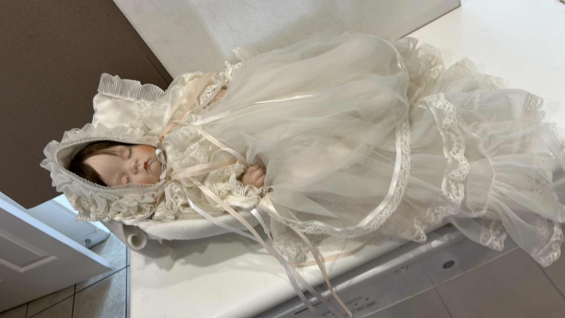 Photo 1 of VINTAGE PORCELAIN SLEEPING BABY DOLL H18”