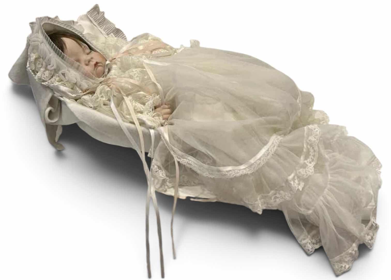 Photo 1 of VINTAGE PORCELAIN SLEEPING BABY DOLL H18”