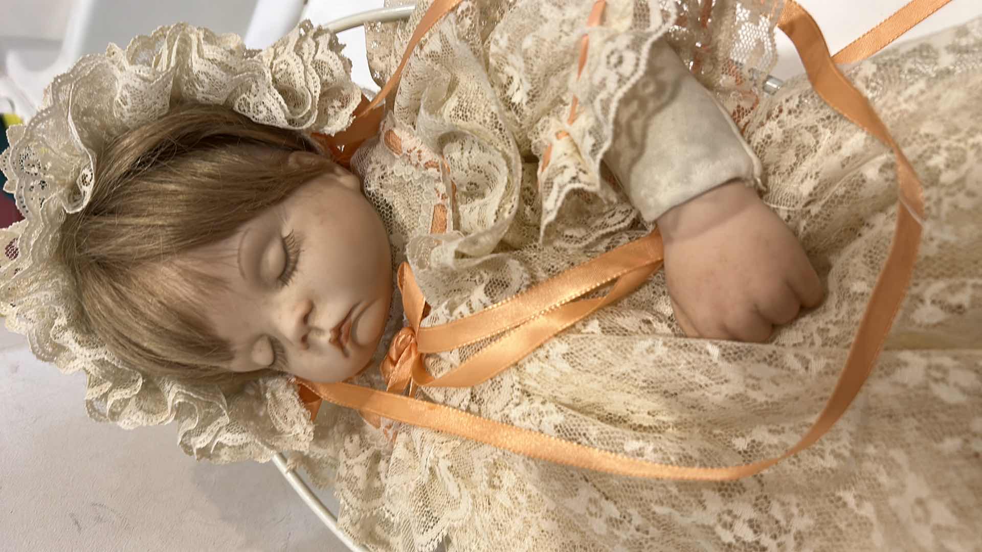 Photo 1 of VINTAGE PORCELAIN SLEEPING BABY DOLL $50