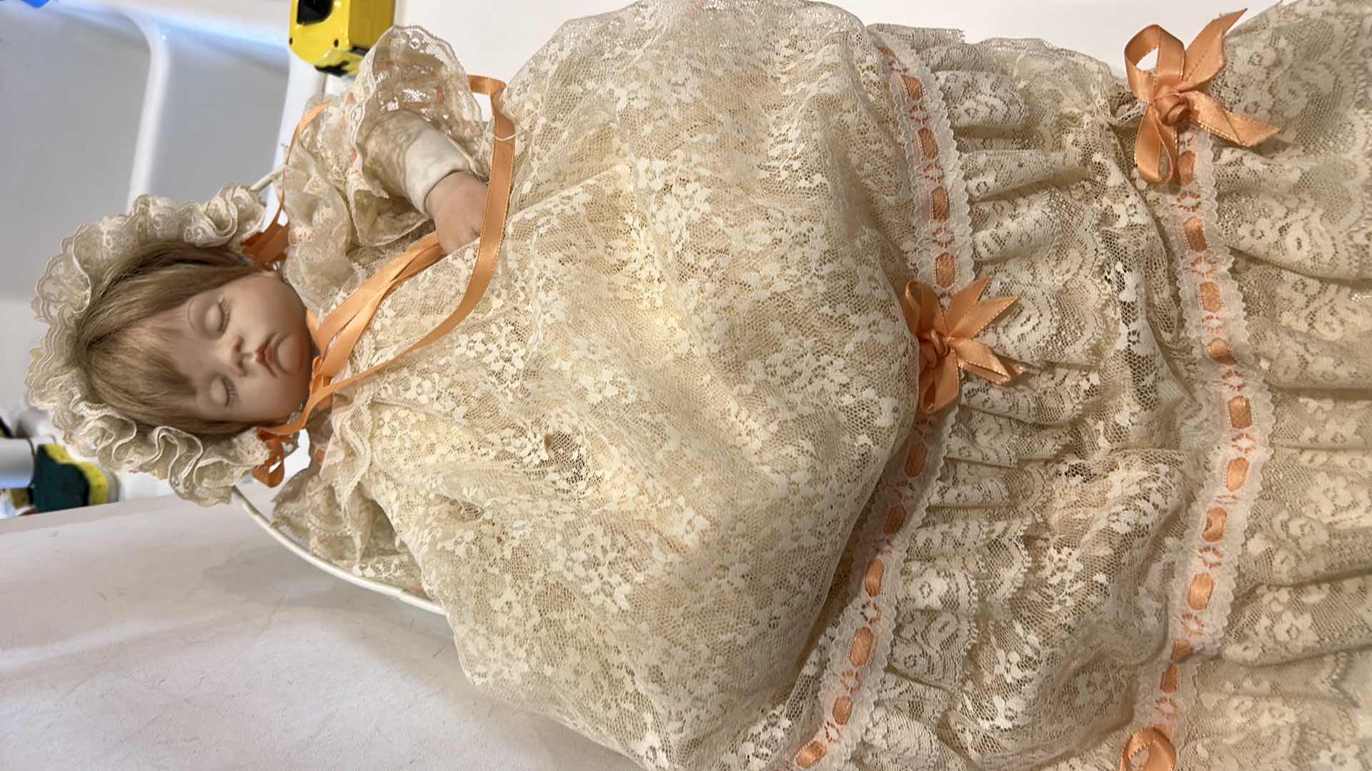 Photo 1 of VINTAGE PORCELAIN SLEEPING BABY DOLL $50