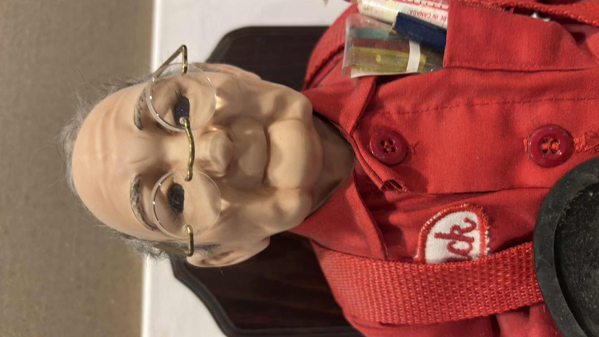 Photo 1 of JACK THE PLUMBER DOLL ON WOOD STAND (DOLL 18”)