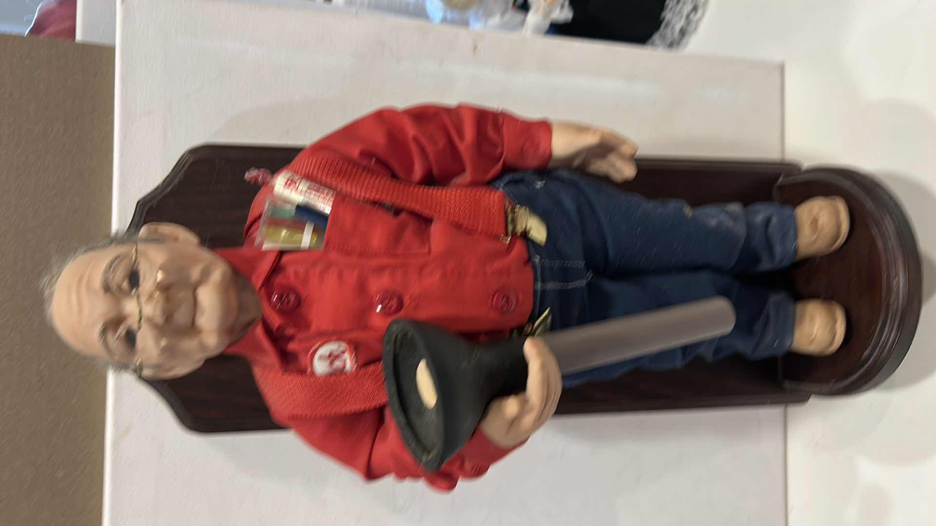 Photo 1 of JACK THE PLUMBER DOLL ON WOOD STAND (DOLL 18”)